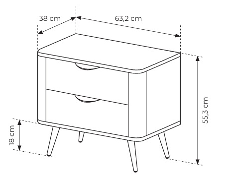 ERIS Stolik nocny do sypialni na wysokich nóżkach - zdjęcie produktu
